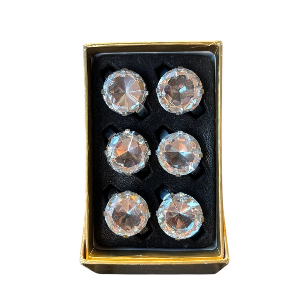 Napkin Rings Diamond Rings Set of 6 New Rare Unique - Picture 8 of 8